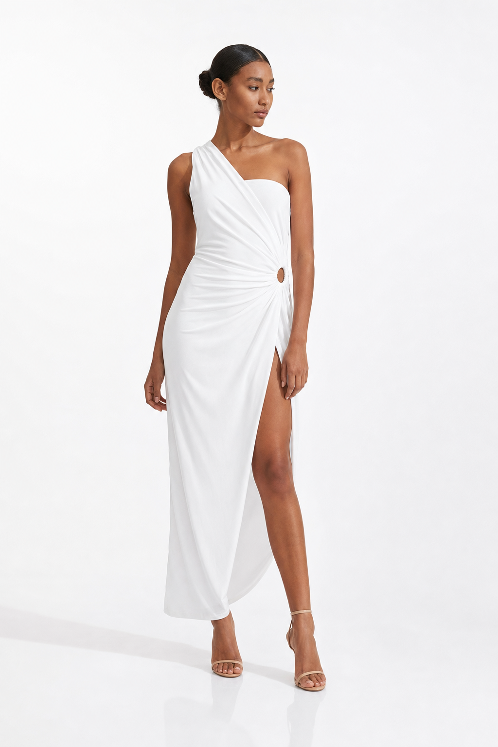 Aster One-Shoulder Halter Dress studio hero