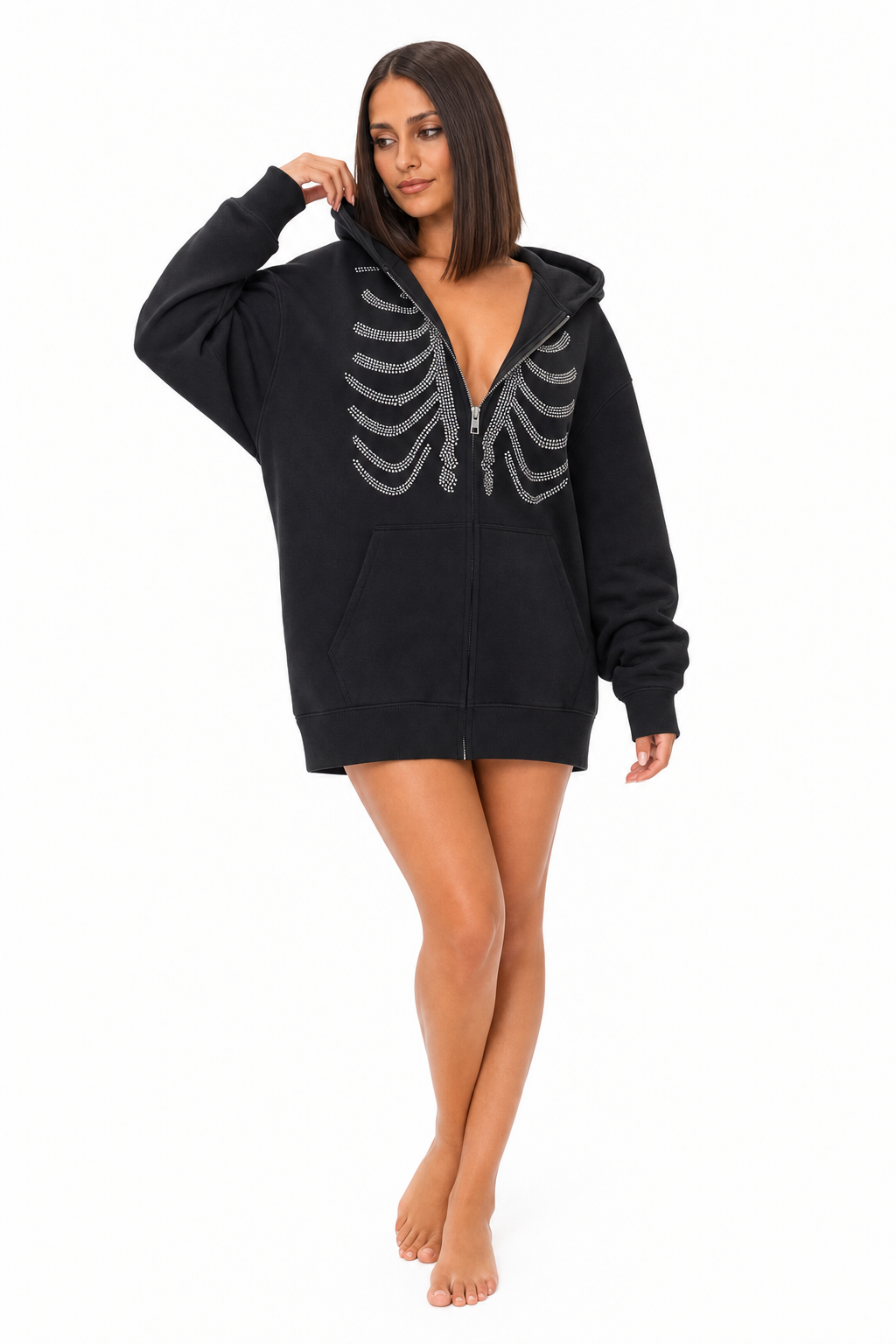 Nova Rhinestone Zip Hoodie studio hero