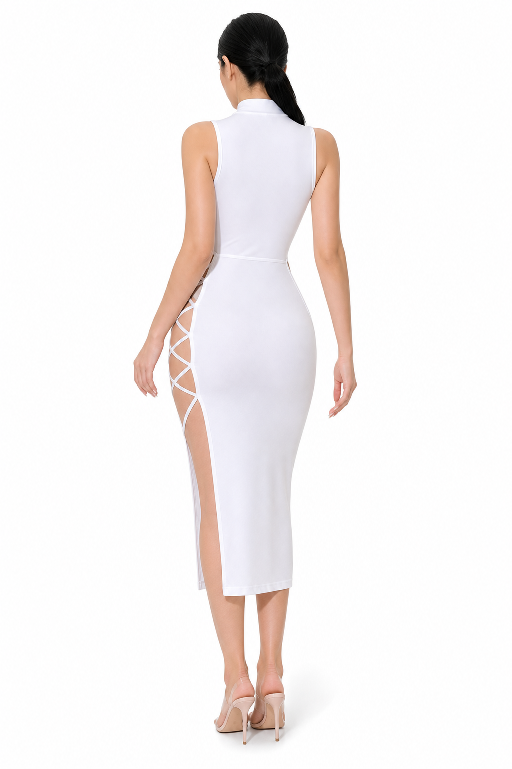 Rina Tie-Strap High-Slit Dress back view