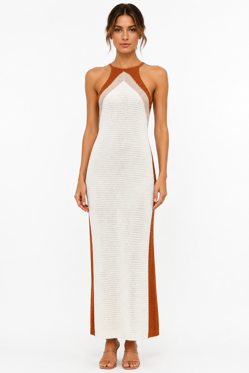 Alina Contrast-Strap Maxi Dress front view