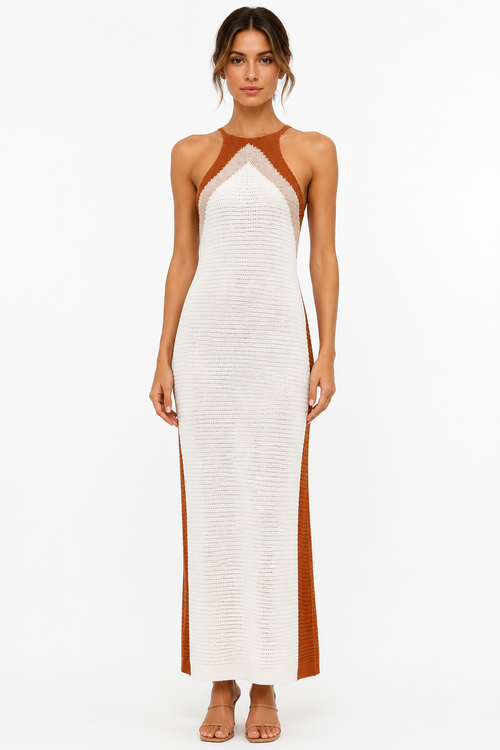 Alina Contrast-Strap Maxi Dress front view