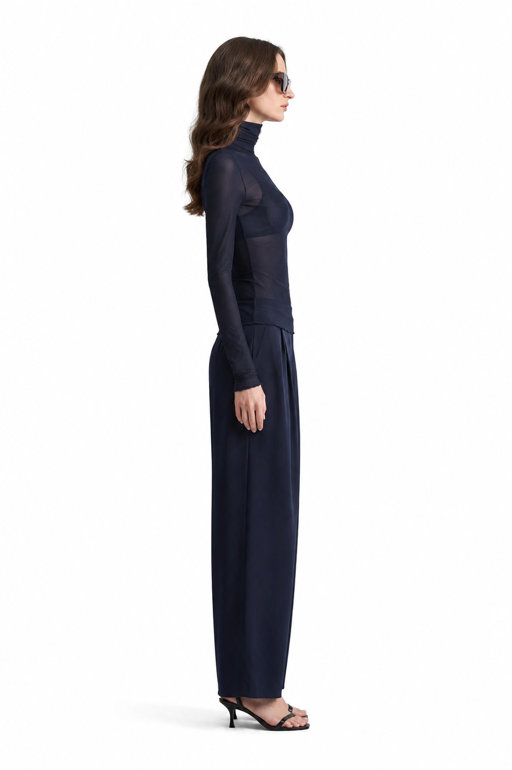 Aerin Sheer Mock Neck Top side view