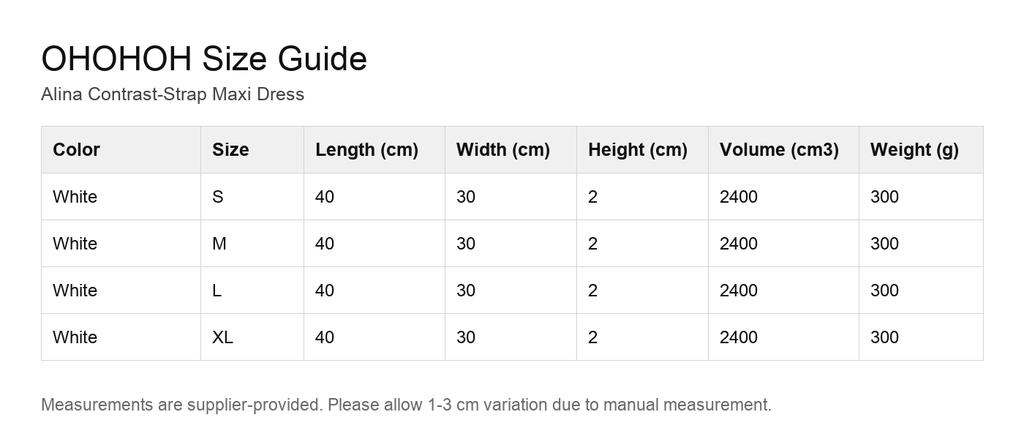 Alina Contrast-Strap Maxi Dress size guide