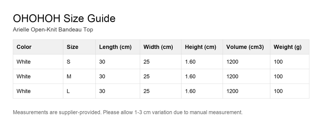 Arielle Open-Knit Bandeau Top size guide