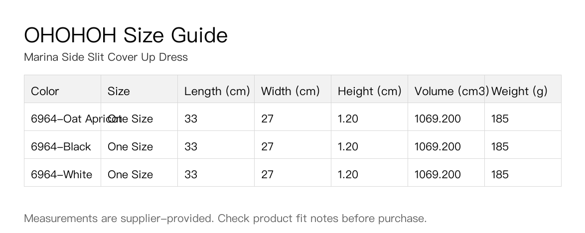 Marina Side Slit Cover Up Dress size guide