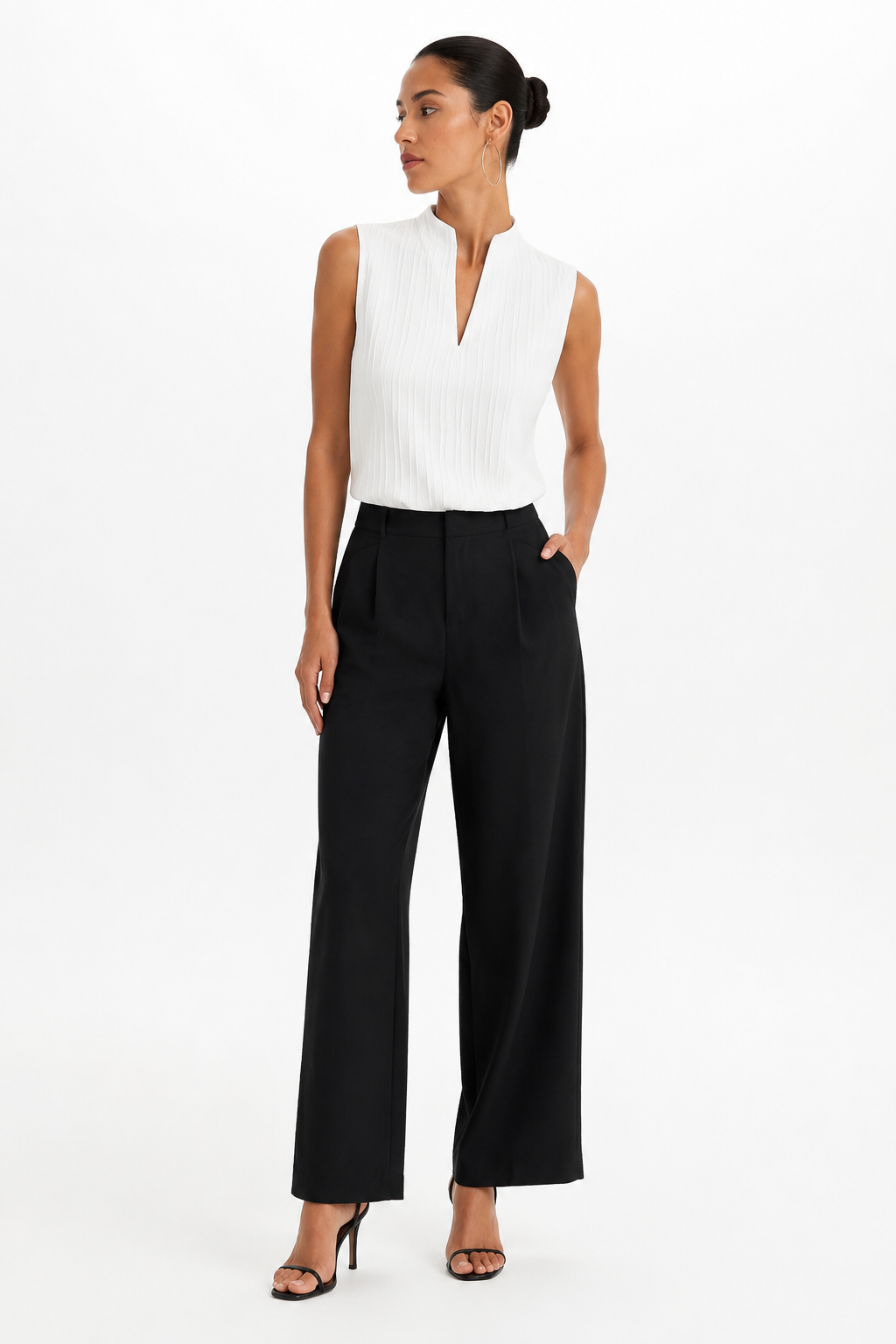 Rhea Textured V Neck Top studio hero