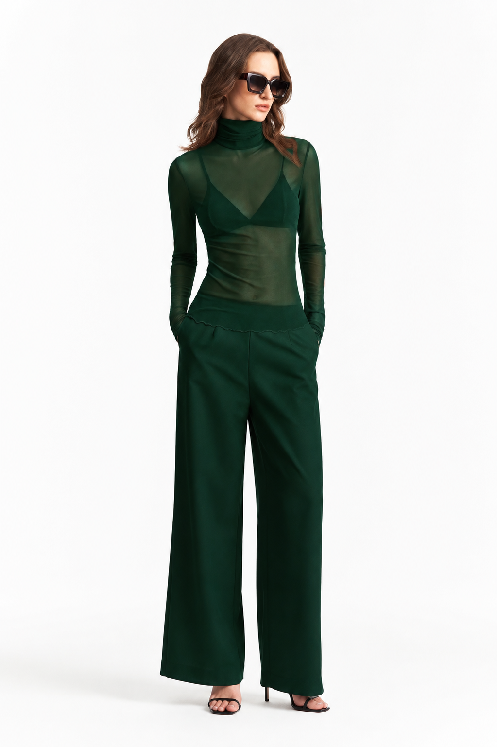 Aerin Sheer Mock Neck Top studio hero