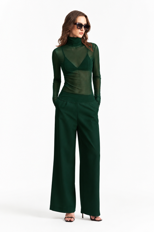 Aerin Sheer Mock Neck Top studio hero
