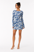 Azure Mesh Bell Sleeve Dress studio hero