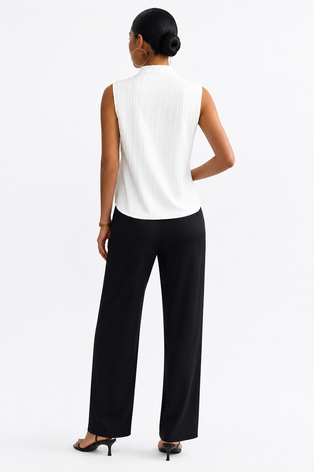 Rhea Textured V Neck Top back view