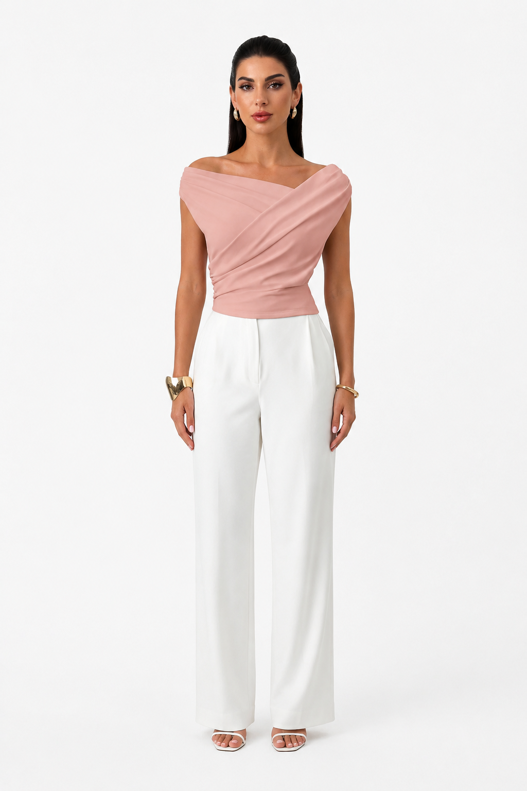 Sloane One Shoulder Crop Top front view