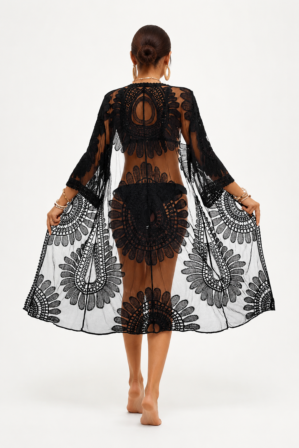 Liora Embroidered Lace Kimono studio hero
