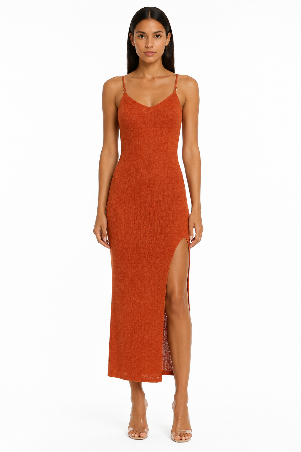 Mira Open-Back Knit Vacation Dress front view