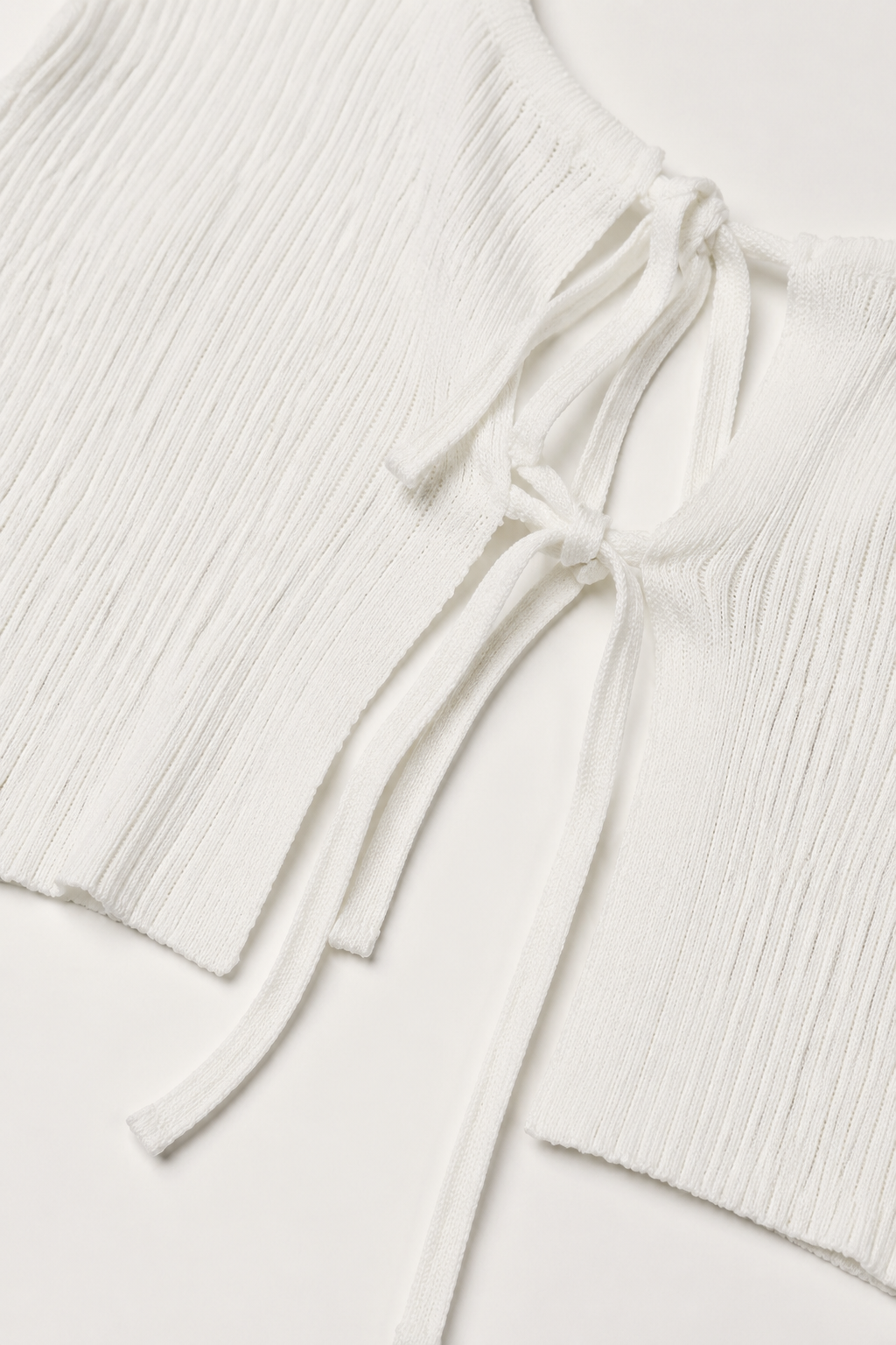 Nyla Ribbed Tie-Front Crop Top detail view