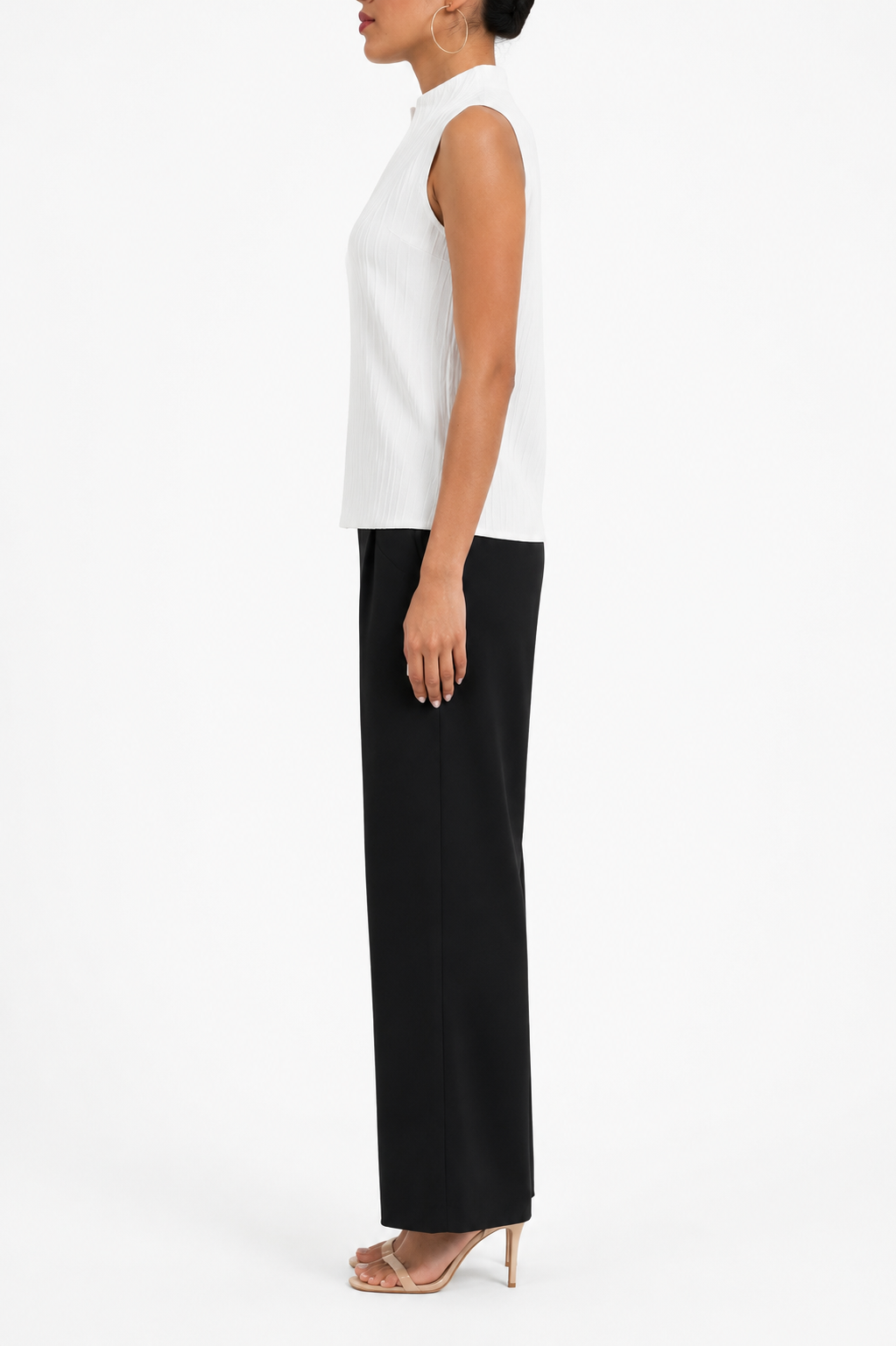 Rhea Textured V Neck Top side view