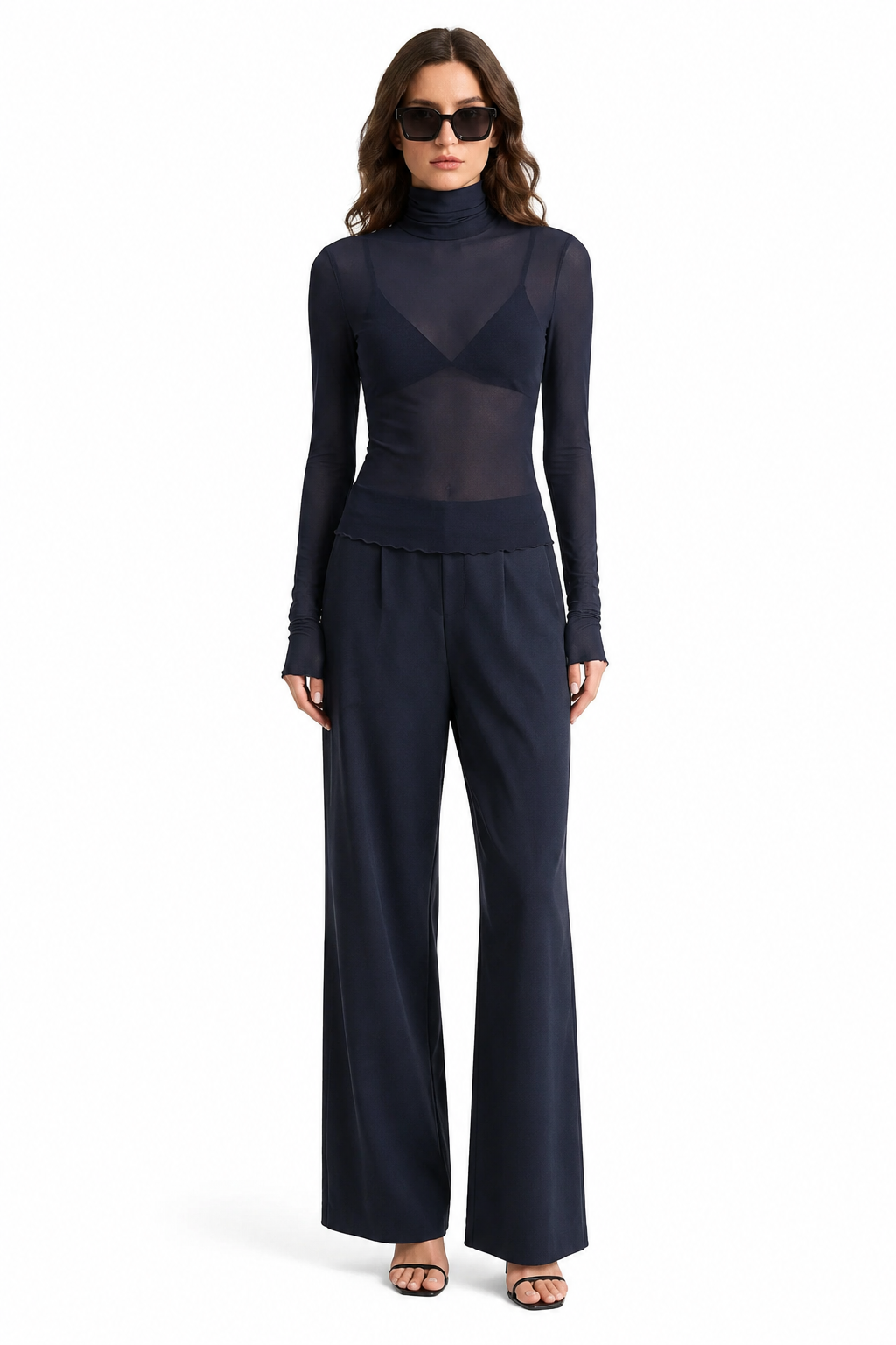 Aerin Sheer Mock Neck Top front view