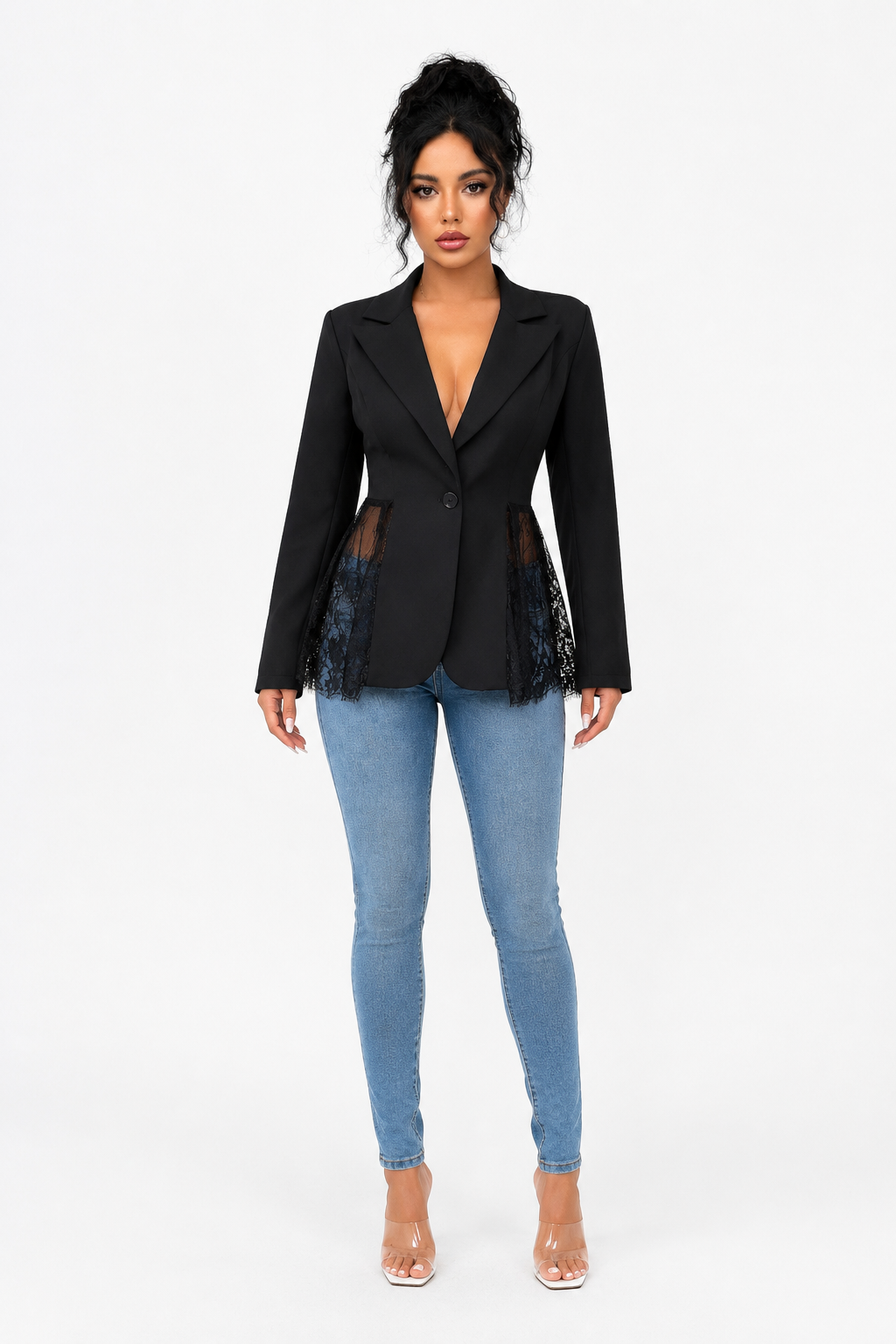 Monroe Lace Waist Blazer front view
