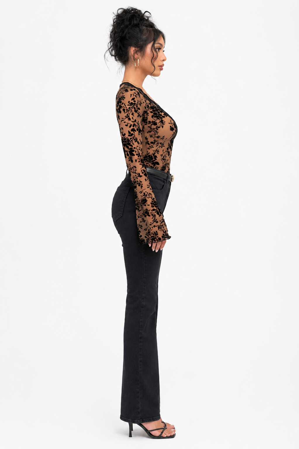 Vella Lace Bell Sleeve Top side view