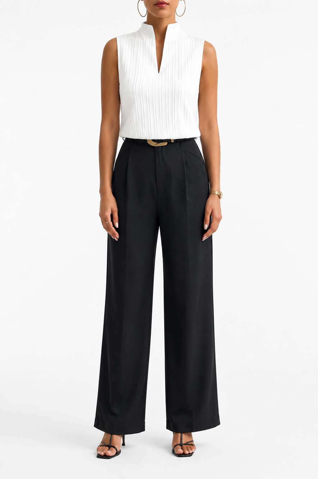 Rhea Textured V Neck Top front view