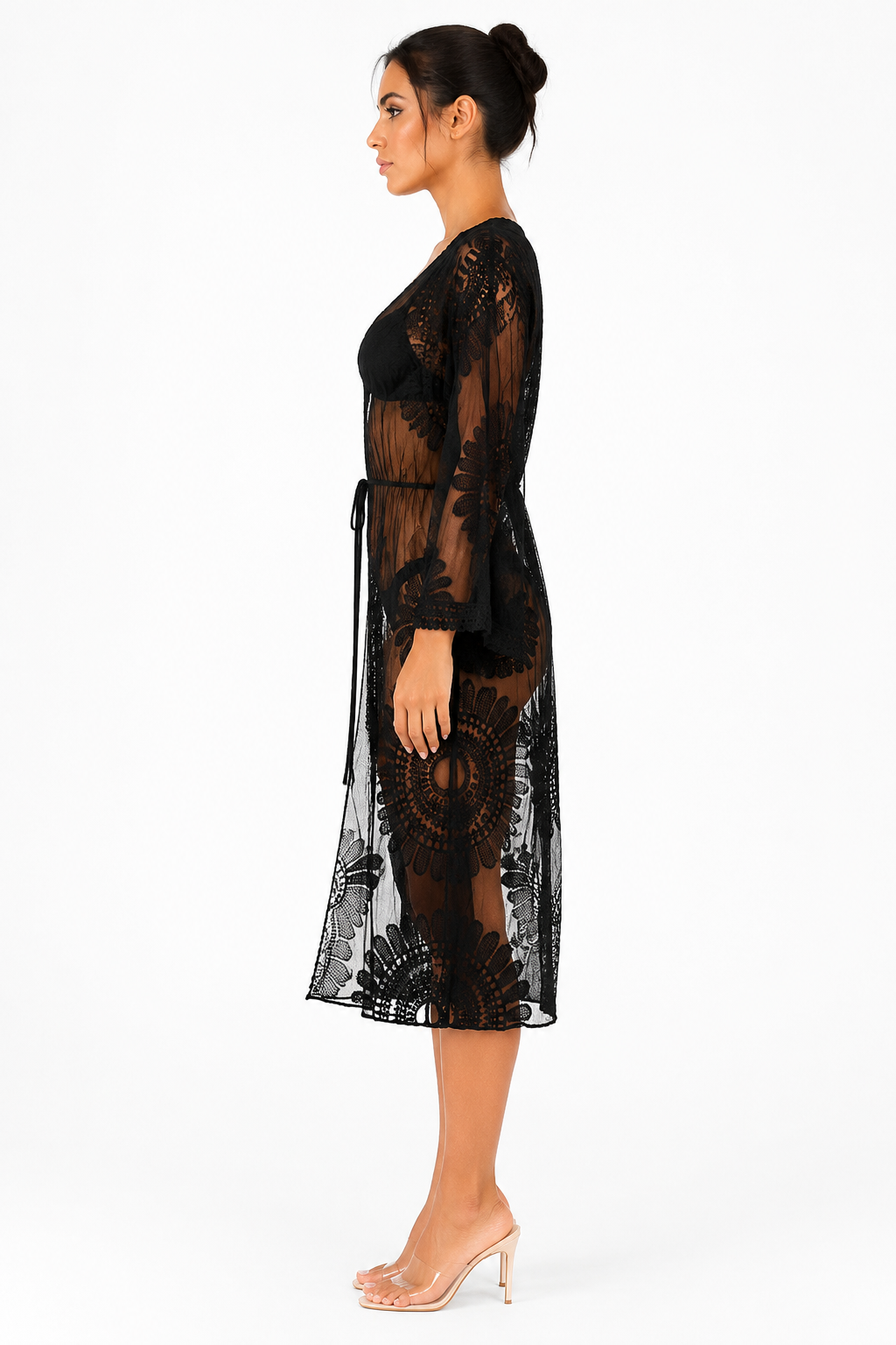 Liora Embroidered Lace Kimono side view