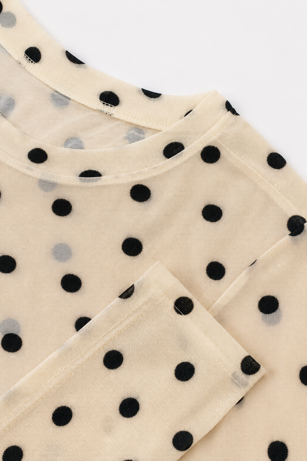 Dove Dot Mesh Long Sleeve Top detail view
