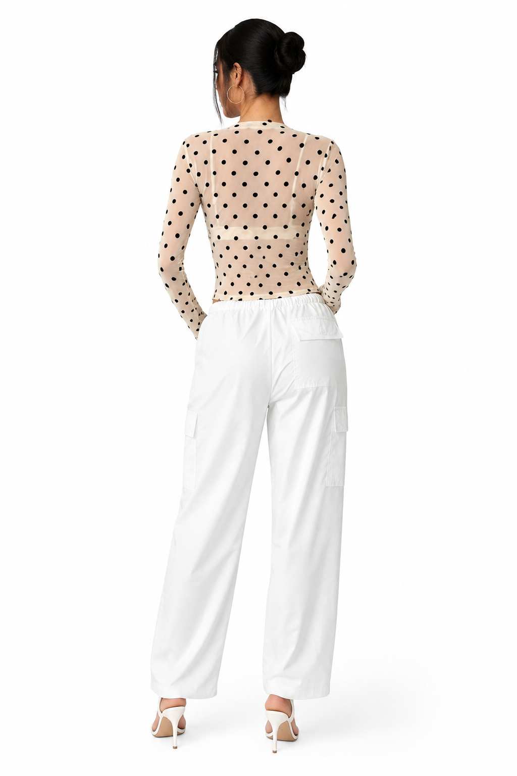 Dove Dot Mesh Long Sleeve Top back view