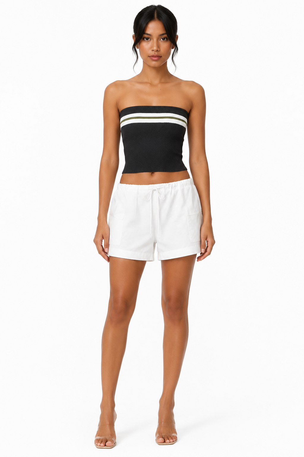 Zia Striped Knit Tube Top front view