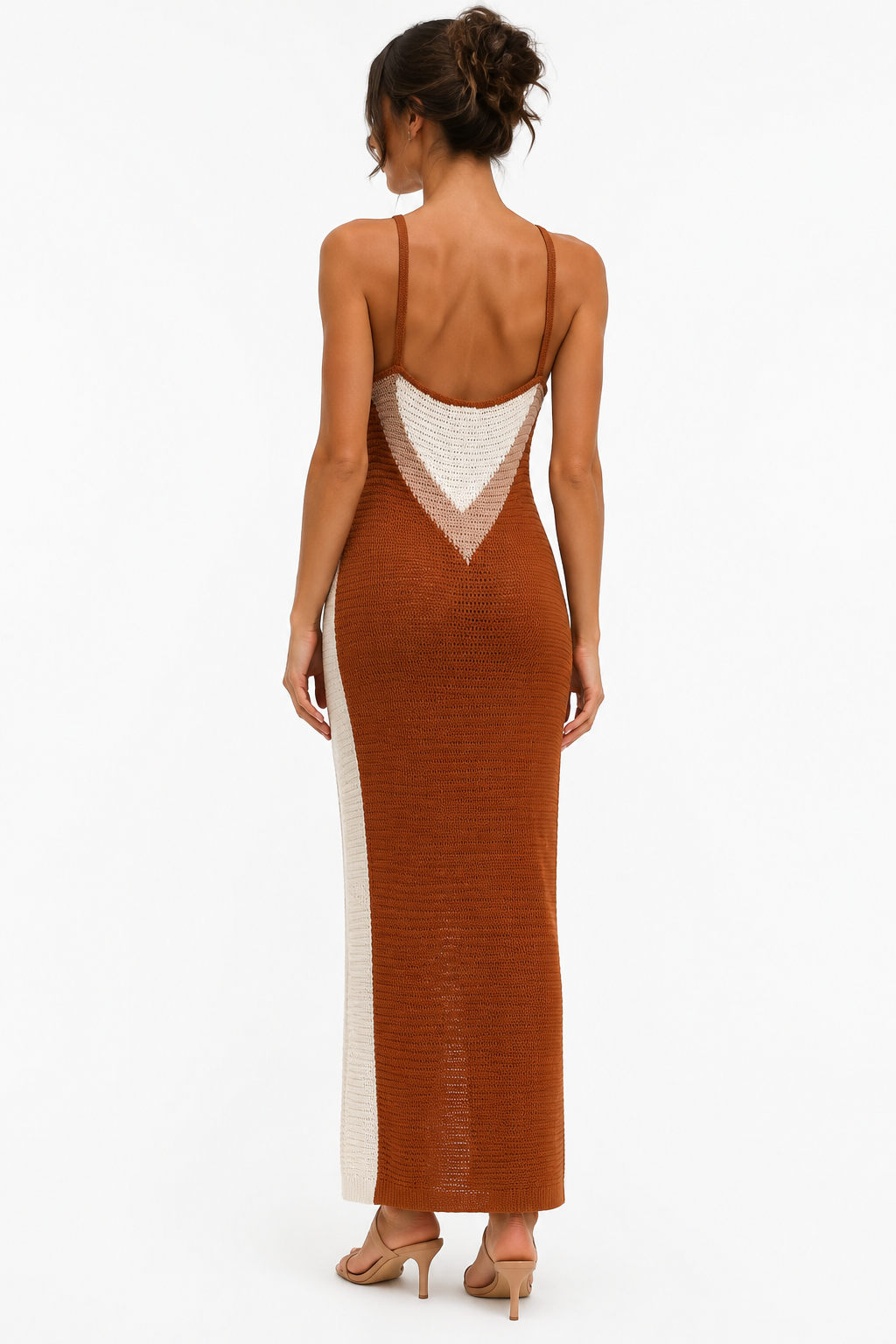 Alina Contrast-Strap Maxi Dress back view